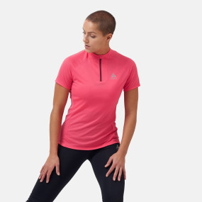 T-shirt trail Femme Odlo - 1/2 Zip Essential - Paradise Pink
