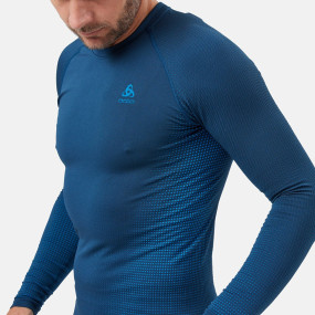 T-shirt manches longues Homme Odlo - Performance Warm Eco - Blue wing teal